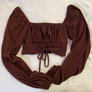 brown milkmaid top